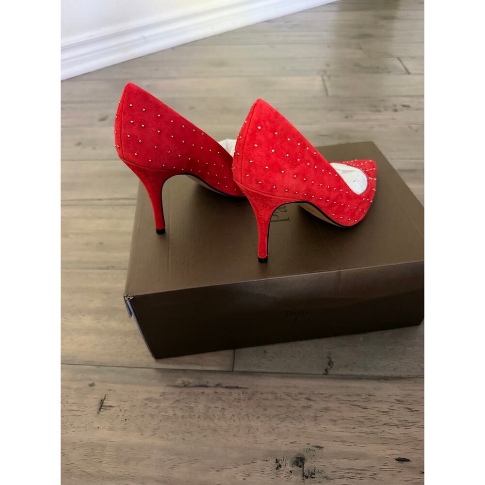 New linea Paola pamila aurora red kid suede heels sz 5 1/2 - Picture 6 of 6